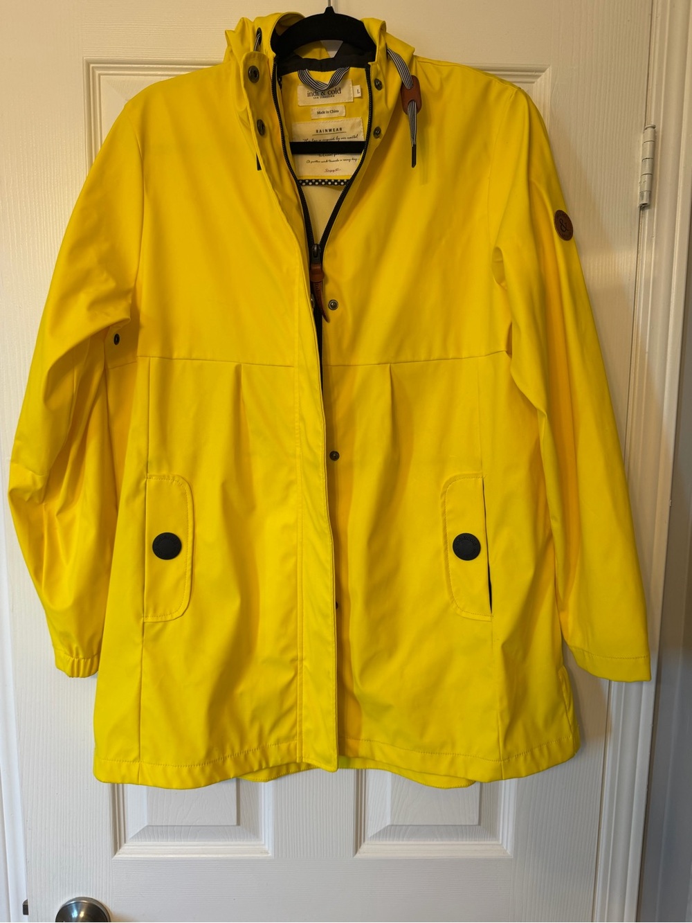 Indi &Cold Yellow Rain Jacket Waterproof Hooded Coat - Spanish brand